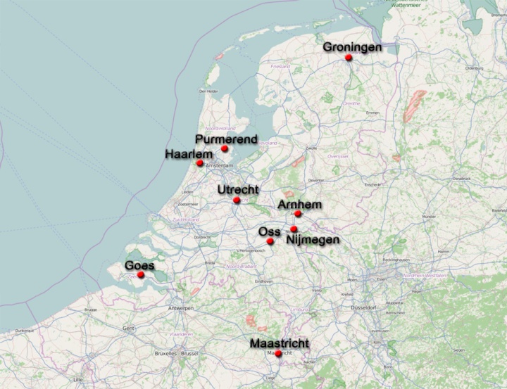 The would-be nominees on a map. (OpenStreetMap)
